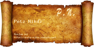 Petz Niké névjegykártya